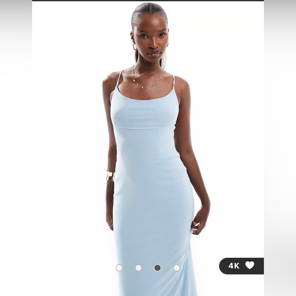 ASOS DESIGN mesh cami maxi dress with cross back in baby blue - NEVER WORN SZ 14 - Picture 3 of 3